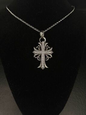 Chrome Hearts Big Double Floral Cross Unisex Necklace